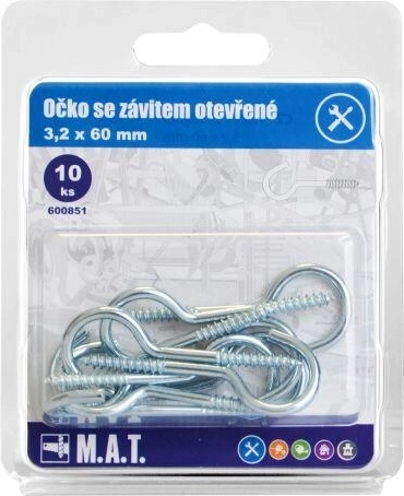 Γάντζος με σπείρωμα 60 × 3,2 mm, γαλβανισμένος (10 τεμ.)