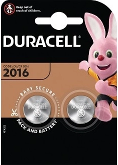 Λιθίου κουμπωτή μπαταρία DURACELL CR2016 3V – συσκευασία 2 τεμ.