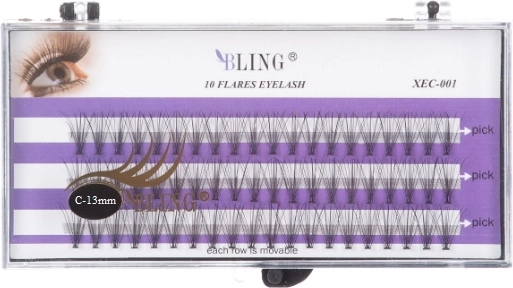 Μεταξωτές τουφάκια βλεφαρίδων BLING C, 13 mm