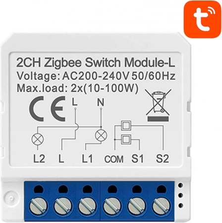 Έξυπνη μονάδα διακόπτη ZigBee AVATTO δύο καναλιών χωρίς ουδέτερο για TUYA