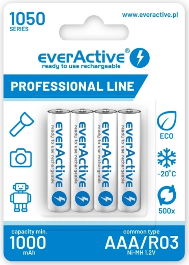 Επαναφορτιζόμενες μπαταρίες AAA R03 1050 mAh, blister 4 τεμ.