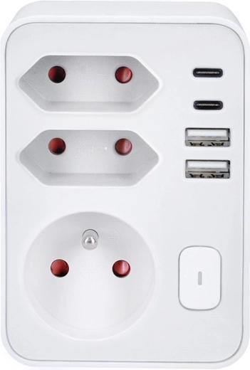 Πολύπριζο Solight με γρήγορη φόρτιση USB 20 W PD, λευκό