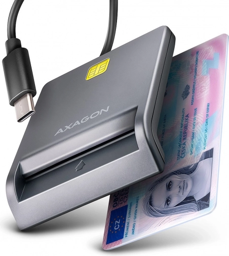 AXAGON USB‑C αναγνώστης έξυπνων (chip) και ταυτοτικών καρτών με καλώδιο 1,2 m