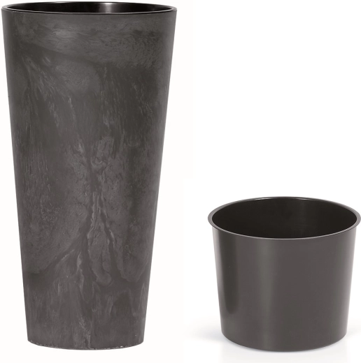 Γλάστρα με εσωτερική γλάστρα (ένθετο) Tubus Slim Beton Effect 30 cm ανθρακί