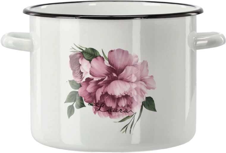 Εμαγιέ κατσαρόλα 5,5 l, 22 cm, λευκή Παιώνια Laura