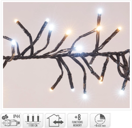 Χριστουγεννιάτικη φωτεινή γιρλάντα 11 m, 1512 LED, θερμό λευκό, 8 λειτουργίες, IP44, με χρονοδιακόπτη - 1 τεμάχιο