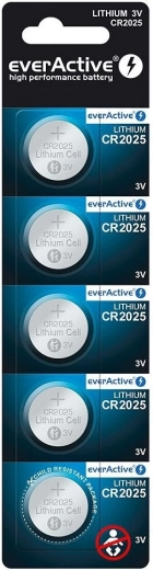 Κουμπόμπαταρίες EverActive CR2025 3V, 5 τεμ.