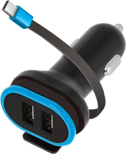 Φορτιστής αυτοκινήτου FOREVER με καλώδιο USB‑C, 2× USB, 3 A