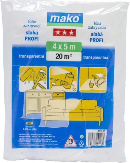 Προστατευτική μεμβράνη κάλυψης PROFI 4 × 5 m, 12 μm, διαφανής HDPE