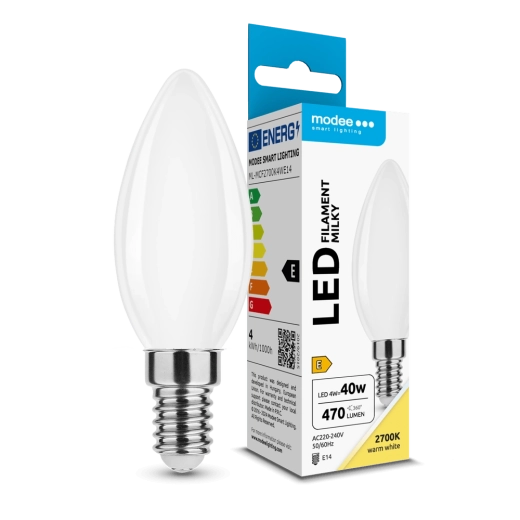 Λάμπα LED Modee Filament Milky Candle C35 4 W E14, 430 lm, θερμό λευκό