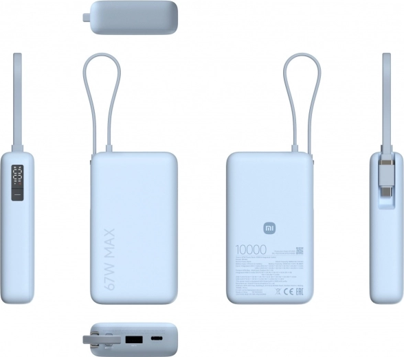 Powerbank 10000 mAh με ενσωματωμένο καλώδιο 67 W Ice Blue