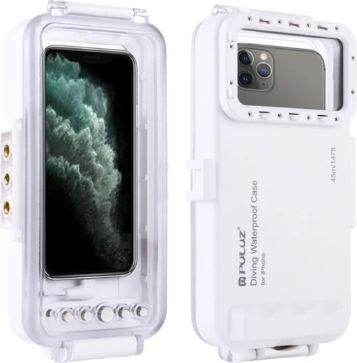 Αδιάβροχη θήκη Puluz για iPhone έως 45 m (λευκή)