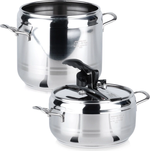 Χύτρα ταχύτητας από ανοξείδωτο ατσάλι PROFI 4 + 7 l, σετ 2 τεμαχίων