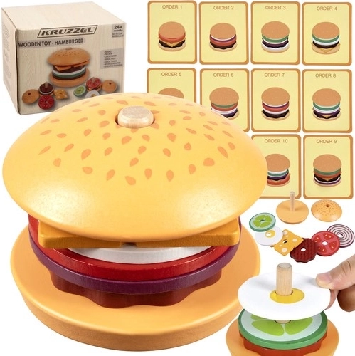 Ξύλινος ταξινομητής burger Kruzzel με κάρτες παραγγελιών