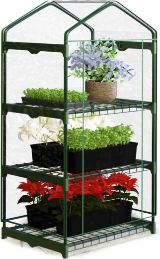 Μίνι θερμοκήπιο κήπου με 3 ράφια 125 × 69 × 49 cm Plonos