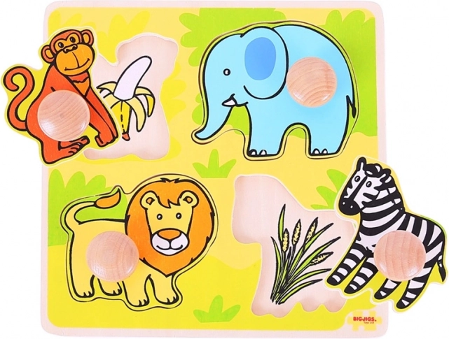Bigjigs Toys το πρώτο μου παζλ με ένθετα σαφάρι (ξύλινο, 4 κομμάτια)