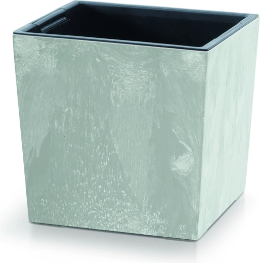 Γλάστρα Urbi Square Low Beton Effect με ένθετο 30 cm – γκρι σκυροδέματος