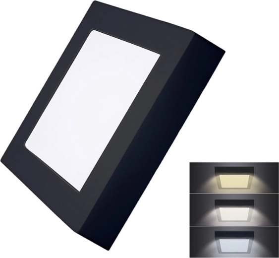 Solight LED mini πάνελ CCT τετράγωνο επιφανειακής τοποθέτησης 12 W μαύρο