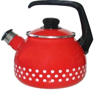Σμαλτωμένη τσαγιέρα με πουά 2 l, διάμετρος 20 cm, κόκκινη