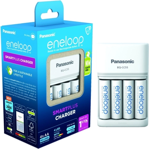 Φορτιστής Eneloop Smart and Quick BQCC55 + 4x μπαταρίες AA