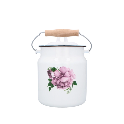 Εμαγιέ γαλατιέρα Laura 3,3 l, λευκή παιώνια
