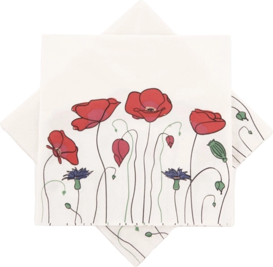 Χάρτινες χαρτοπετσέτες Παπαρούνα 33 × 33 cm, 20 τεμ.