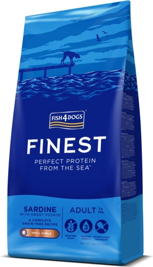 Fish4Dogs finest σαρδέλα με γλυκοπατάτες – μικρές κροκέτες για ενήλικους σκύλους 1,5 kg