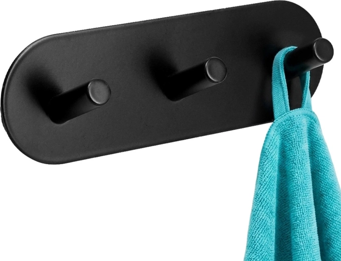 Storage Solutions αυτοκόλλητη μεταλλική κρεμάστρα τοίχου, μαύρη, τριπλή 15 × 5 × 3,5 cm