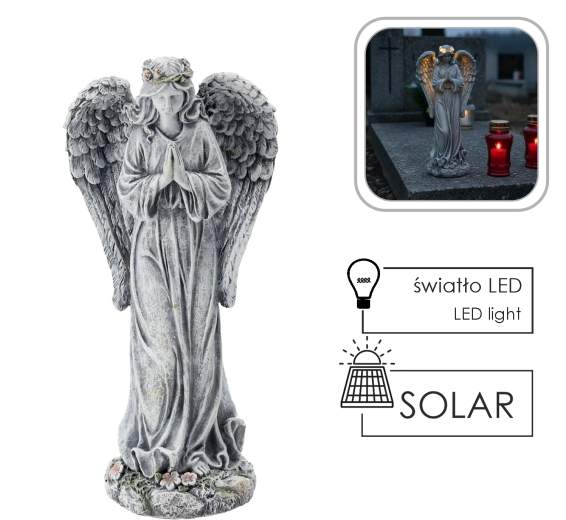 Ηλιακό αγγελικό διακοσμητικό με LED, 34,5 cm