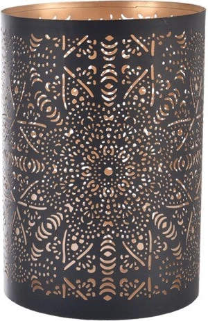 Μεταλλικό κηροπήγιο Mandala μαύρο-χρυσό 12 cm
