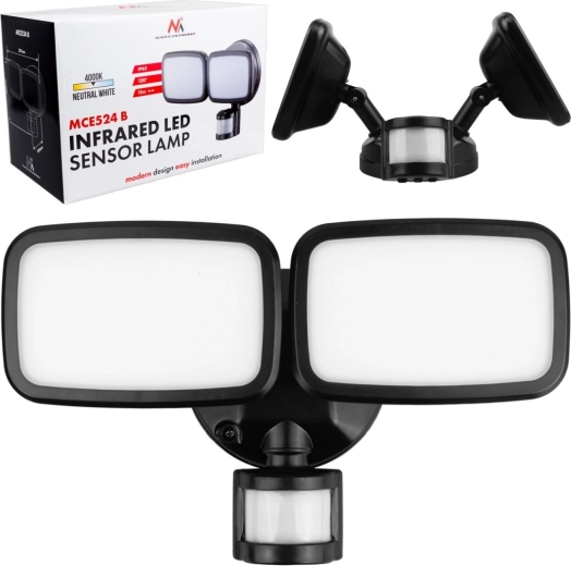 Επιτοίχιο LED φωτιστικό με αισθητήρα PIR 20 W, 1500 lm, IP65, ουδέτερο λευκό 4000 K, μαύρο