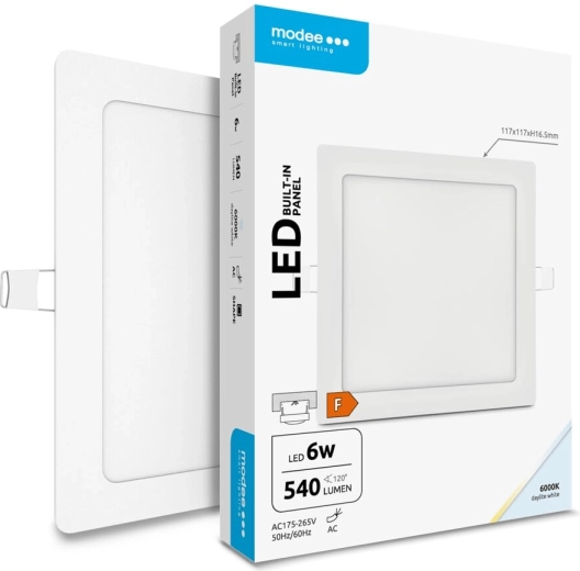 Modee Lighting εντοιχιζόμενο τετράγωνο πάνελ LED 6 W ψυχρό λευκό 540 lm