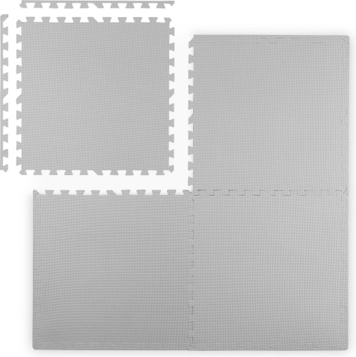 Αφρώδες παζλ-χαλάκι Ricokids γκρι 120 × 120 cm, 4 τεμάχια