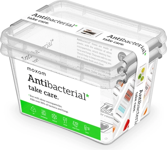 Moxom Antibacterial σετ 2 τεμ. διαφανών δοχείων τροφίμων 2 l