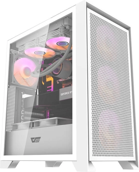 Κουτί υπολογιστή Darkflash DRX70 Mesh, λευκό, σκληρυμένο γυαλί, 4× ανεμιστήρας RGB