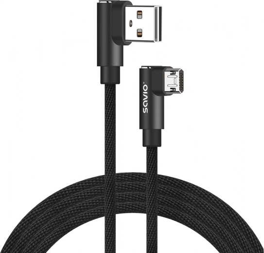 Αμφίπλευρο καλώδιο USB A – micro USB 2 m με γωνία 90° SAVIO