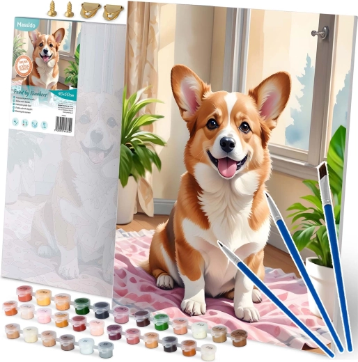 Ζωγραφική με αριθμούς 40 × 50 cm Massido – σκυλάκι CORGI