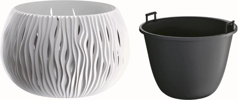 Γλάστρα Sandy Bowl με ένθετο 23,8 cm λευκή