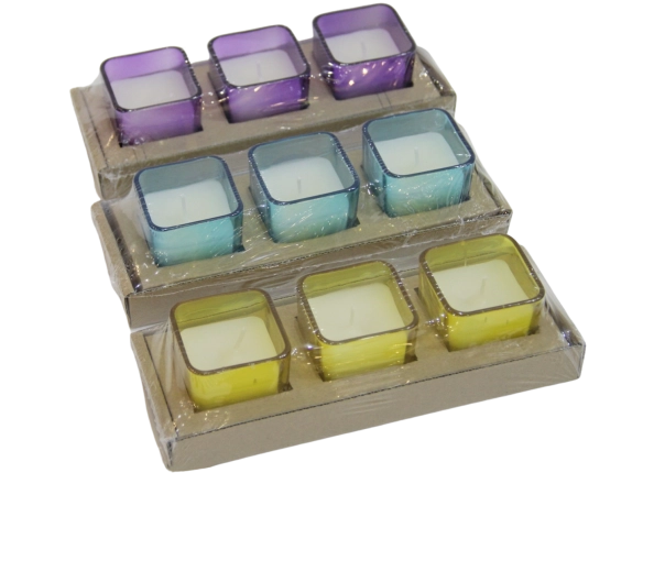 Σετ 3 διακοσμητικών κεριών Citronella Elis 5 x 5 cm, μίξη χρωμάτων