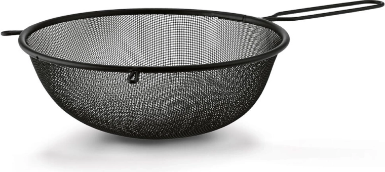 Μαύρο μεταλλικό σουρωτήρι με λαβή 23 cm