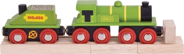Bigjigs Rail πράσινη ατμομηχανή με τέντερ και ράγες