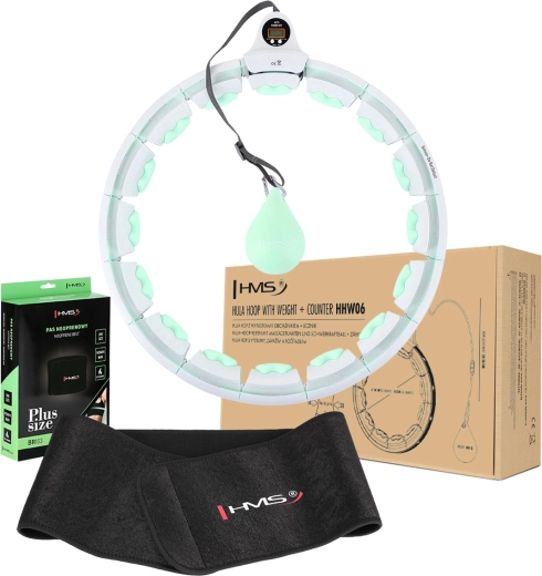 Σετ fitness hula hoop με βάρος και μετρητή + νεοπρενική ζώνη αδυνατίσματος HMS