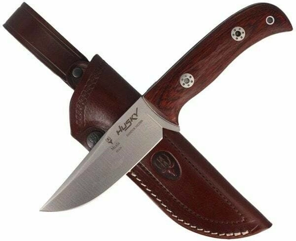 Outdoor μαχαίρι Muela Husky 11 cm, ατσάλι RWL34, ξύλο Pakka, δερμάτινη θήκη