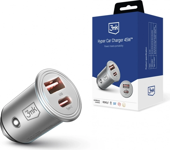 Φορτιστής αυτοκινήτου 3mk Hyper Car Charger 45W USB‑C + USB‑A
