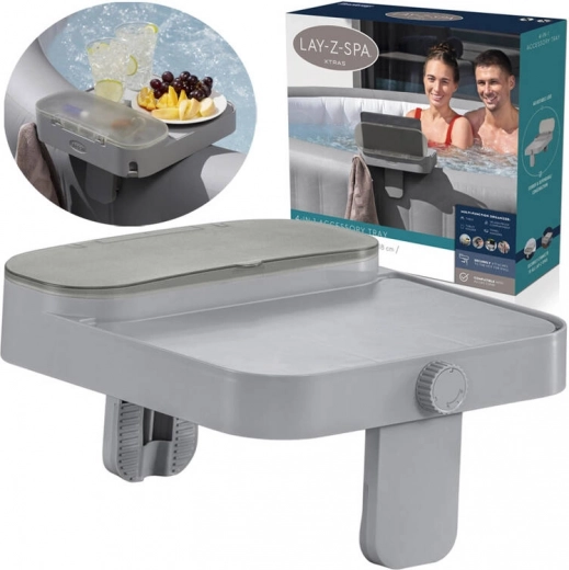 Ράφι Bestway 4 σε 1 για LAY‑Z‑SPA – πολυλειτουργικός δίσκος με αποθηκευτικό χώρο και βάσεις