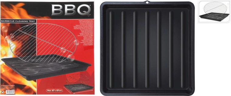 Δίσκος πλυσίματος για σχάρες BBQ και σκεύη, 67 × 67 × 6 cm, πλαστικός, μαύρος