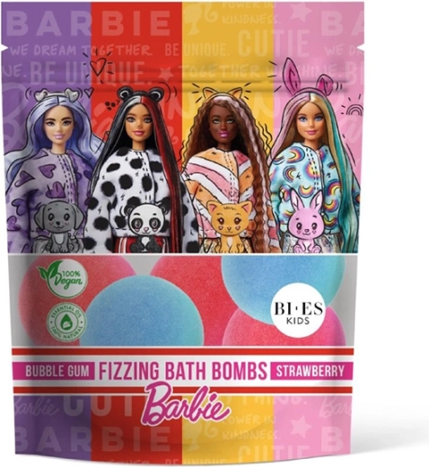 BARBIE αφρίζουσες μπάλες μπάνιου τσιχλόφουσκα και φράουλα 6×55 g