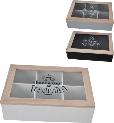 Ξύλινο κουτί για τσάι 24 × 17 × 7 cm (3 παραλλαγές)