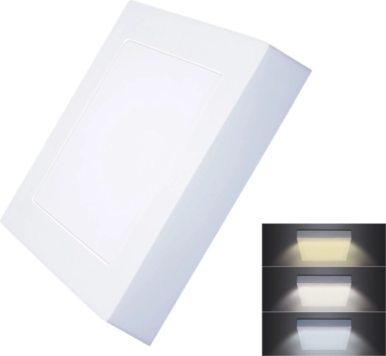 Solight LED μίνι πάνελ CCT επιφανειακής τοποθέτησης οροφής, τετράγωνο 12 W 900 lm