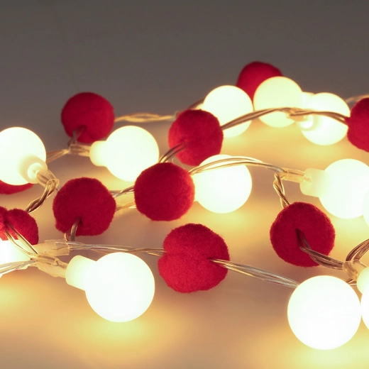 Solight χριστουγεννιάτικη LED γιρλάντα με κόκκινες μπάλες, 20 LED, 1,5 m, με μπαταρίες
